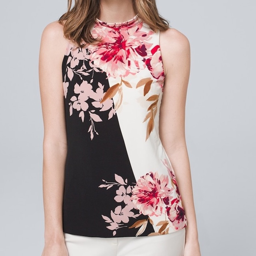 WHBM FLORAL MOCK-NECK TANK